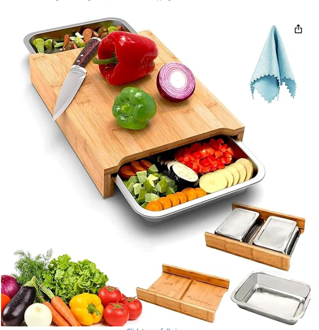 Bamboo Cutting Board with Drawer