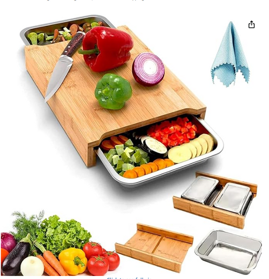Bamboo Cutting Board with Drawer