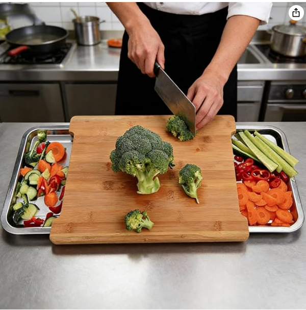 Bamboo Cutting Board with Drawer
