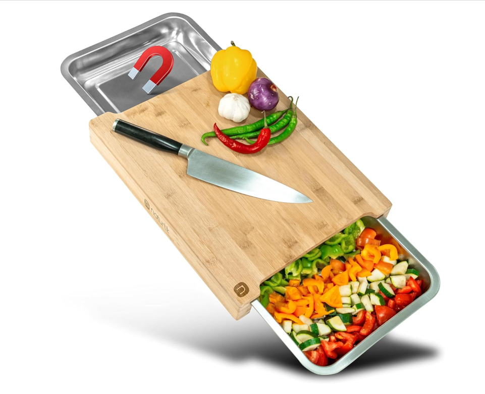 Bamboo Cutting Board with Drawer