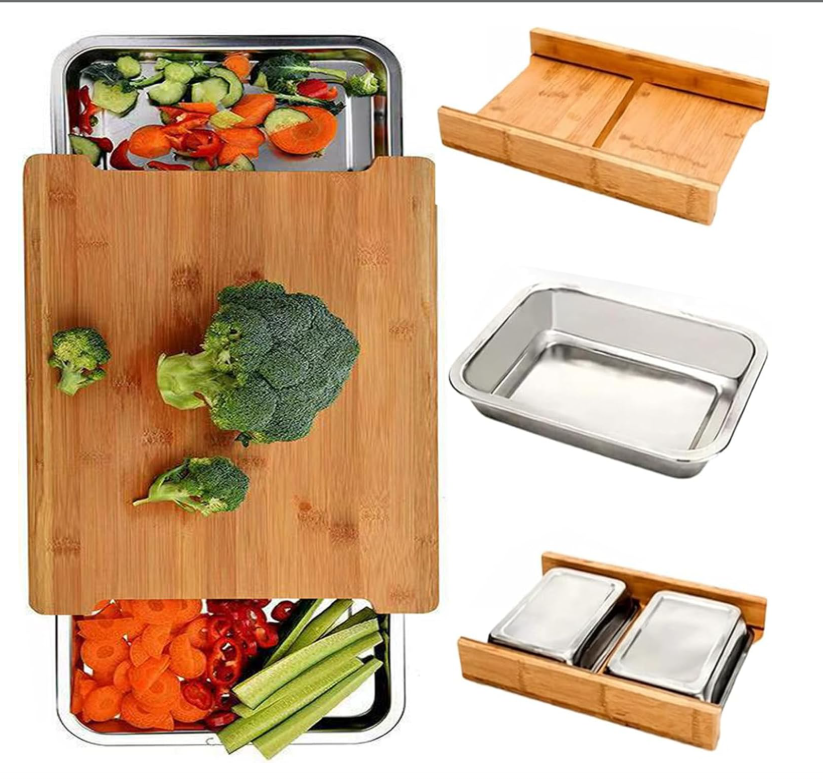 Bamboo Cutting Board with Drawer
